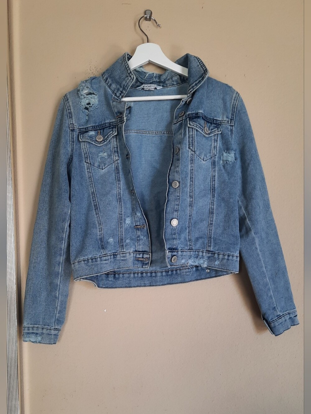 Women's Distressed Light Blue Denim Jacket